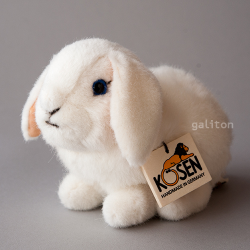 ケーセン Koesen ぬいぐるみ ドワーフロップの子 白 YOUNG DWARF LOP, WHITE ： 木のおもちゃ がりとん（galiton）